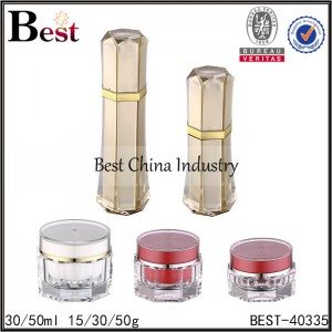 Short Lead Time for
 polygon shape red gold acrylic jar and bottle, 15/30/50g ,30/50ml Factory from Hanover