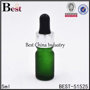 High Efficiency Factory
 5ml frosted green glass essential oil bottle with shiny silver dropper,black dropper Factory for Kyrgyzstan