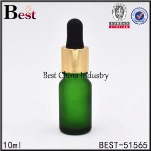 Factory Promotional
 mini cosmetic green glass essential oil bottle with aluminum dropper 10ml Factory in Comoros