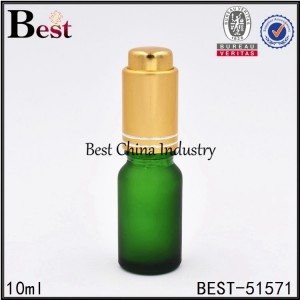 10 Years Factory
 matte green color glass essential oil bottle with gold press pump dropper 10ml 30ml 50ml Wholesale to Amsterdam