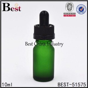 20 Years Factory
 frosted green cosmetic glass dropper bottle with child proof cap Factory in Denmark