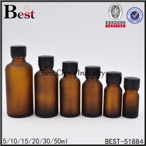 15 Years Factory wholesale
 frosted amber brown glass bottle with brush cap 5ml 10ml 15ml 20ml 30ml 50ml Factory in Palestine