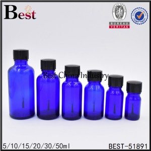 Hot sale good quality
 blue glass bottle with black brush cap 5ml 10ml 15ml 20ml 30ml 50ml Wholesale to Pakistan