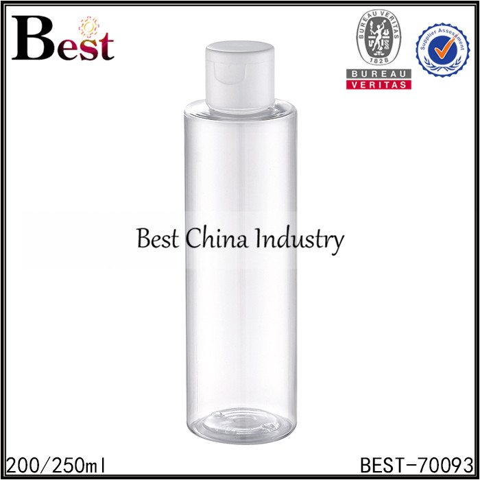 Big Discount
 clear round cosmetic PET bottle with flip top cap 200/250ml  Factory for Doha