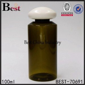 OEM/ODM Manufacturer
 dark green PET plastic bottle with mushroom screw cap 100ml Wholesale to Spain