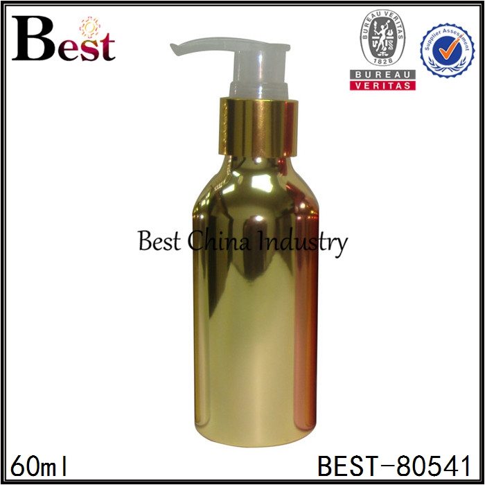 21 Years Factory
 cosmetic gold aluminum bottle with lotion pump 60ml Wholesale to Brunei