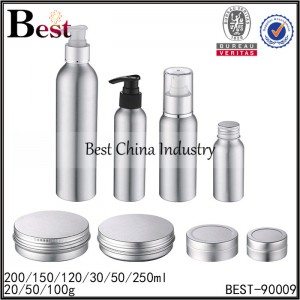 Professional China 
 silver aluminum pump bottle, aluminum jar with screw cap 30/50/120/150/200/250ml in Slovakia